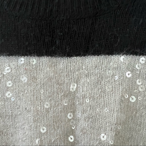 J Crew Black White Sequin Stripe Sweater M - Picture 4 of 9